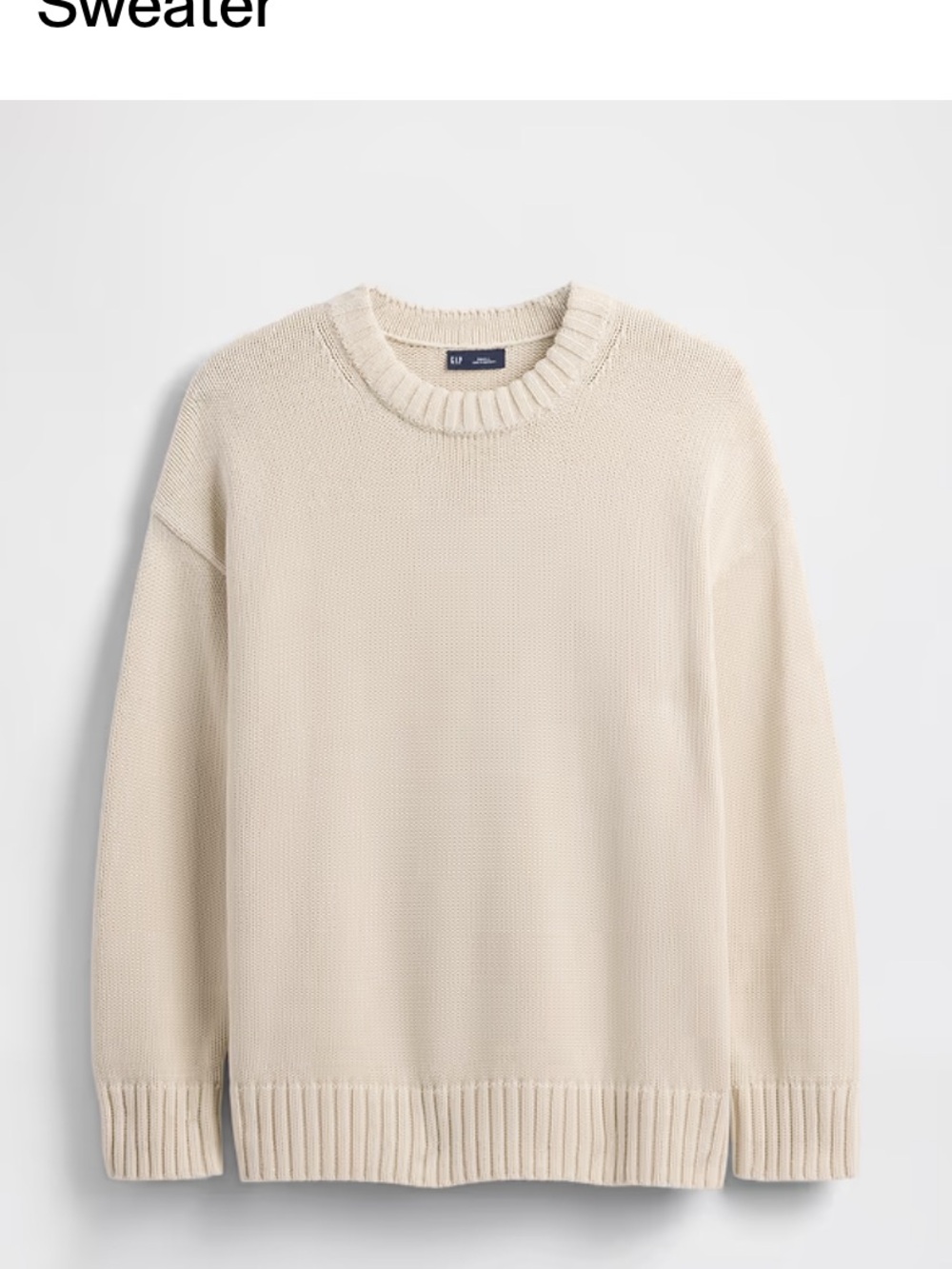 GAP women’s Crewneck Sweater in Cream 100% cotton.